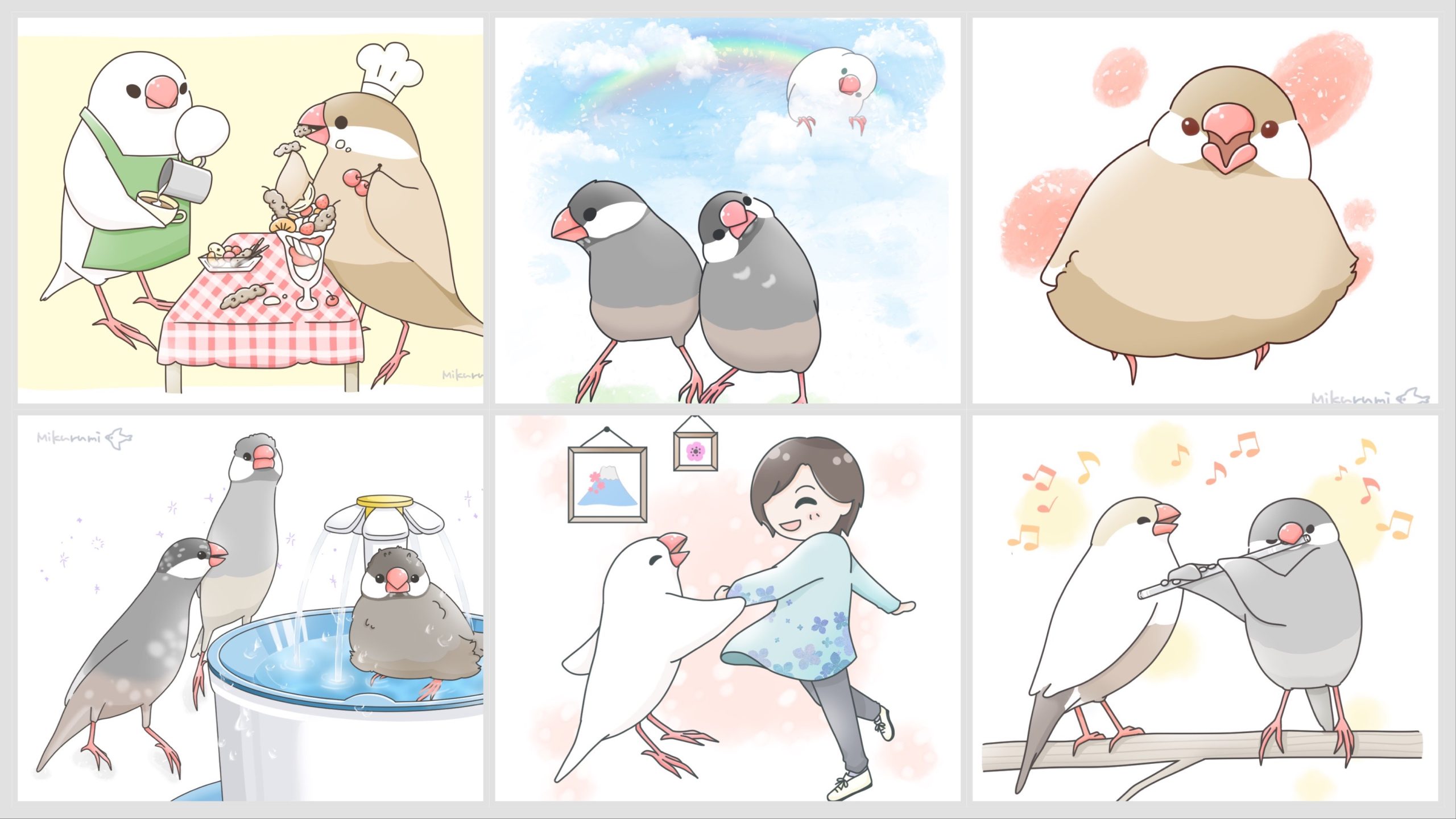 【原画】文鳥イラストオーダー(手描き) オーダーイラスト紹介②文鳥デイズ・buncho days